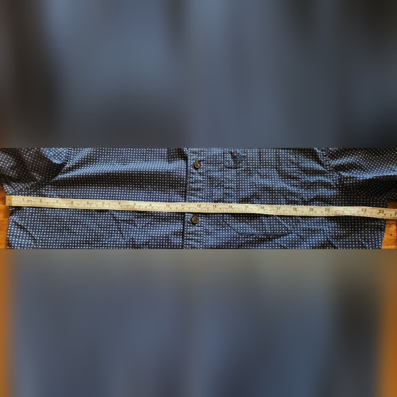 DOCKERS - Shirt L Blue White Geometric Button-up, 1 Pocket, Embroidered Logo - Picture 10 of 13